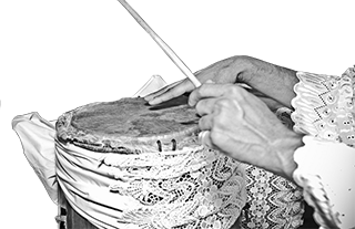 Atabaque drum and hands